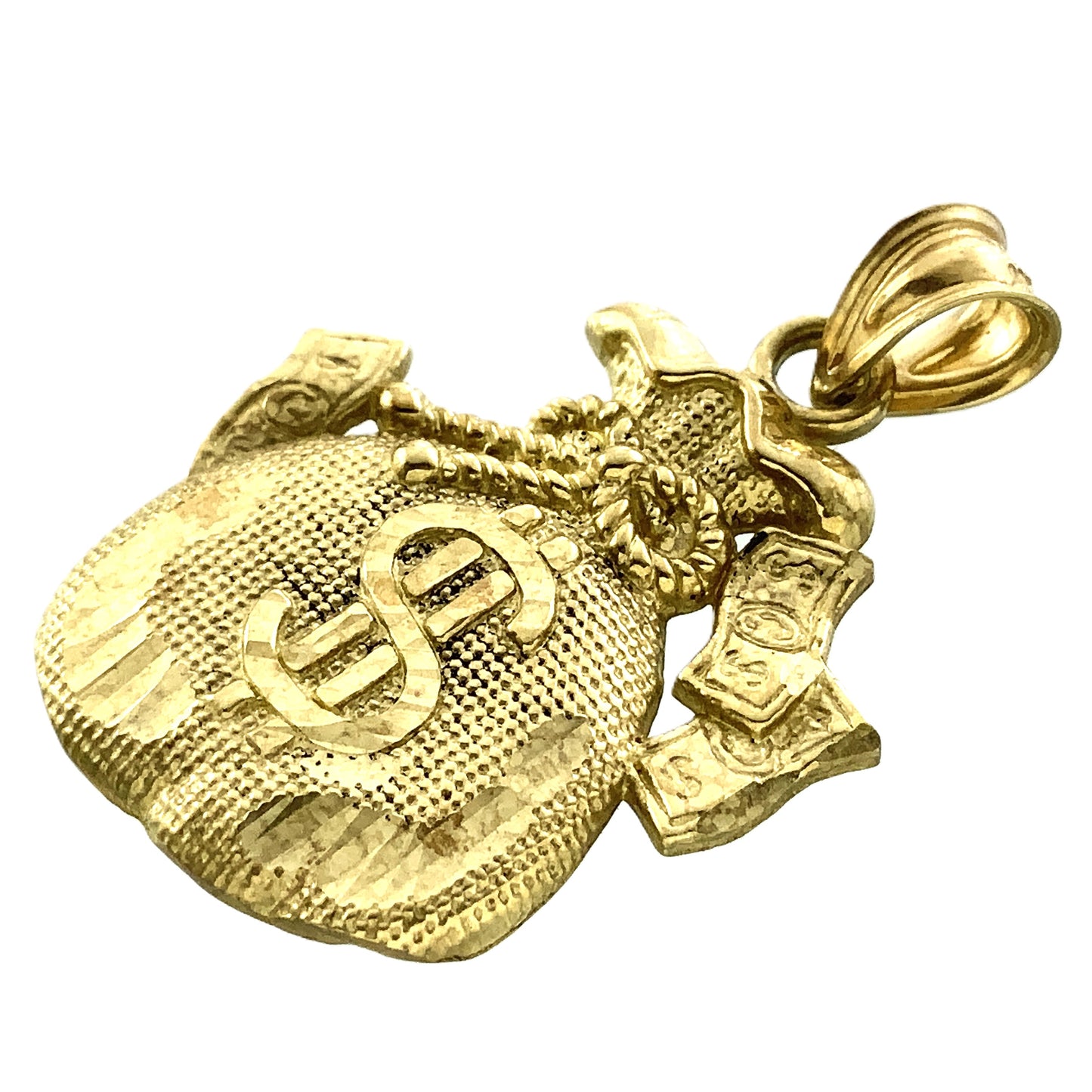 10K Yellow Gold Money Bag Pendant Charm AU316