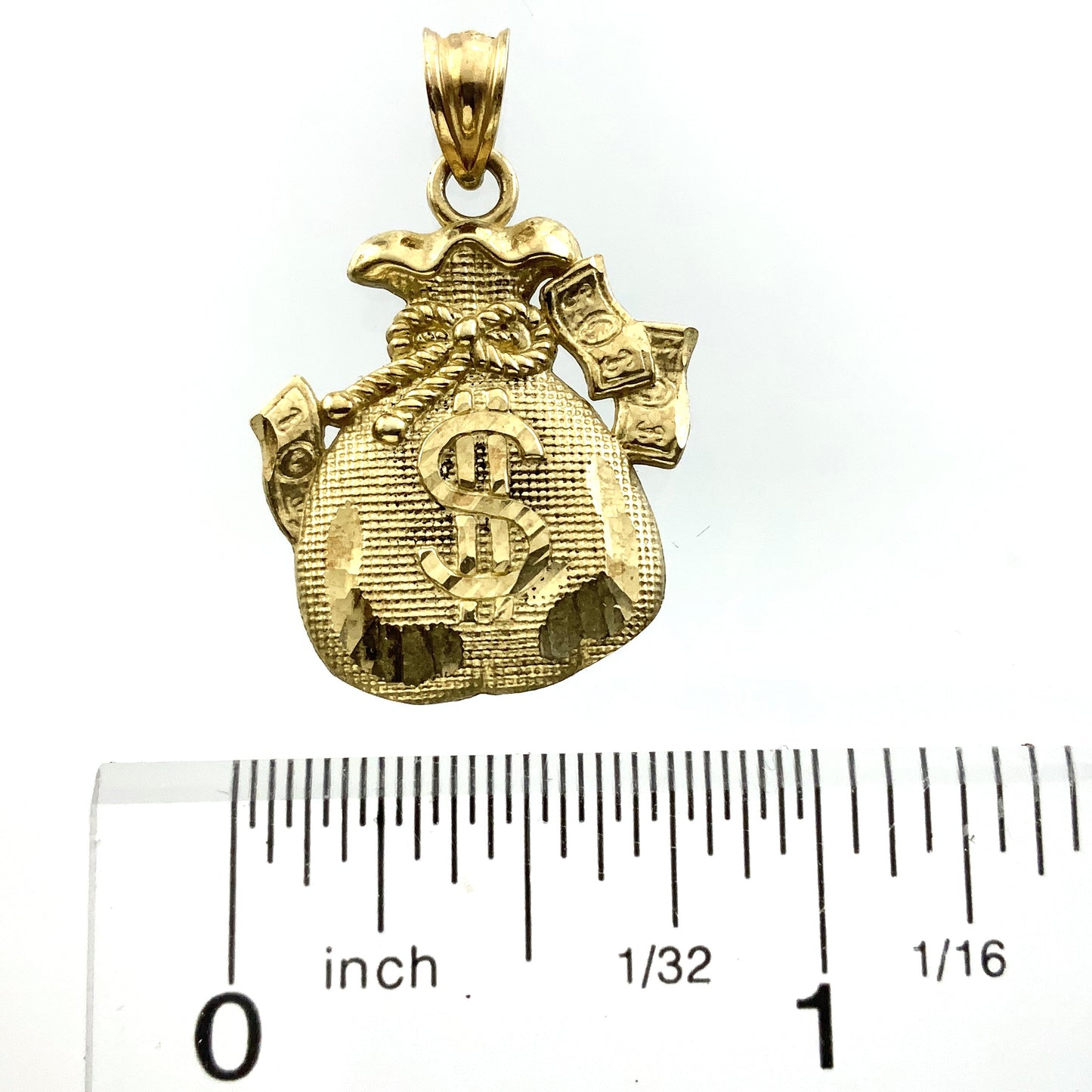 10K Yellow Gold Money Bag Pendant Charm AU316