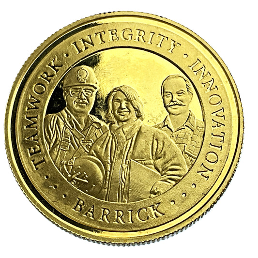 .500 ozt Barrick 999 Fine Gold Round