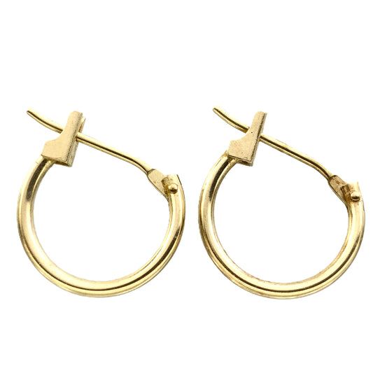 10K Yellow Gold  Hoop Earrings With Latch-Back Closure AU326