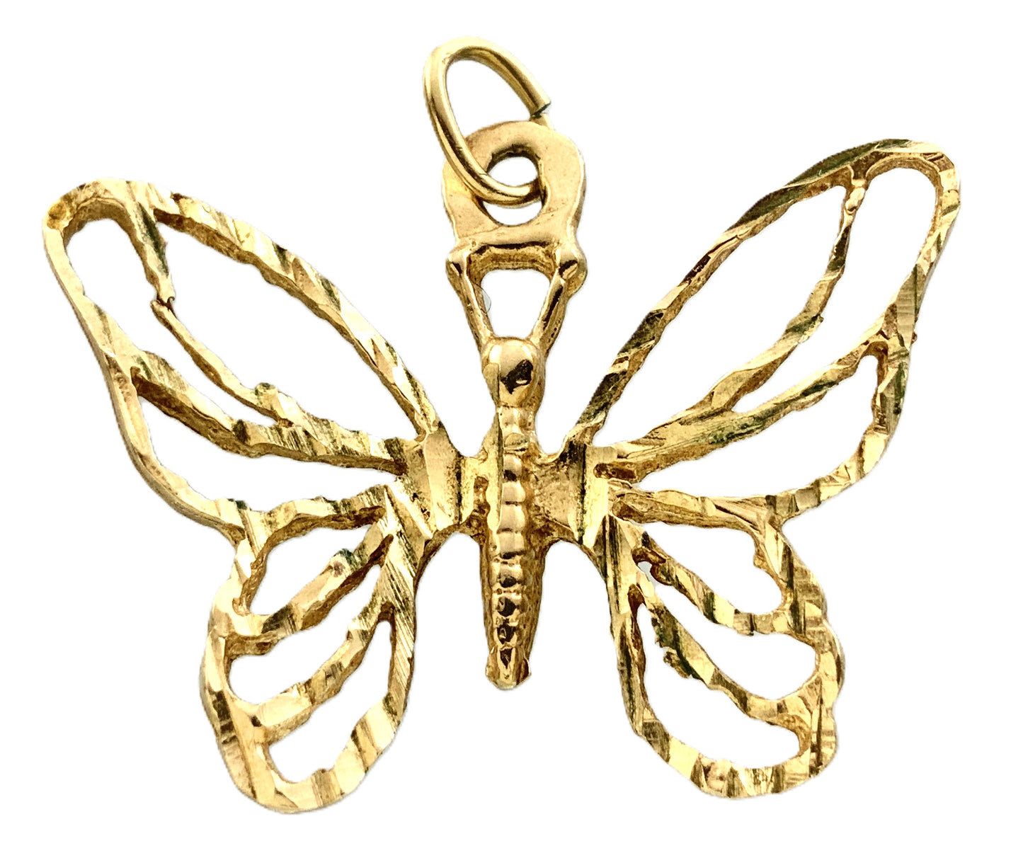 10K Yellow Gold  Butterfly Pendant Charm With Openwork Design AU328