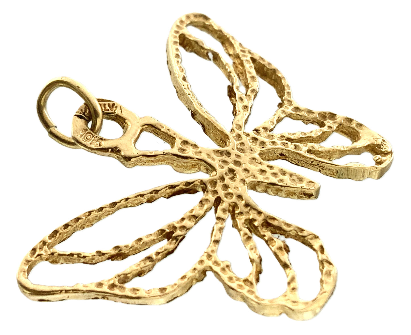 10K Yellow Gold  Butterfly Pendant Charm With Openwork Design AU328