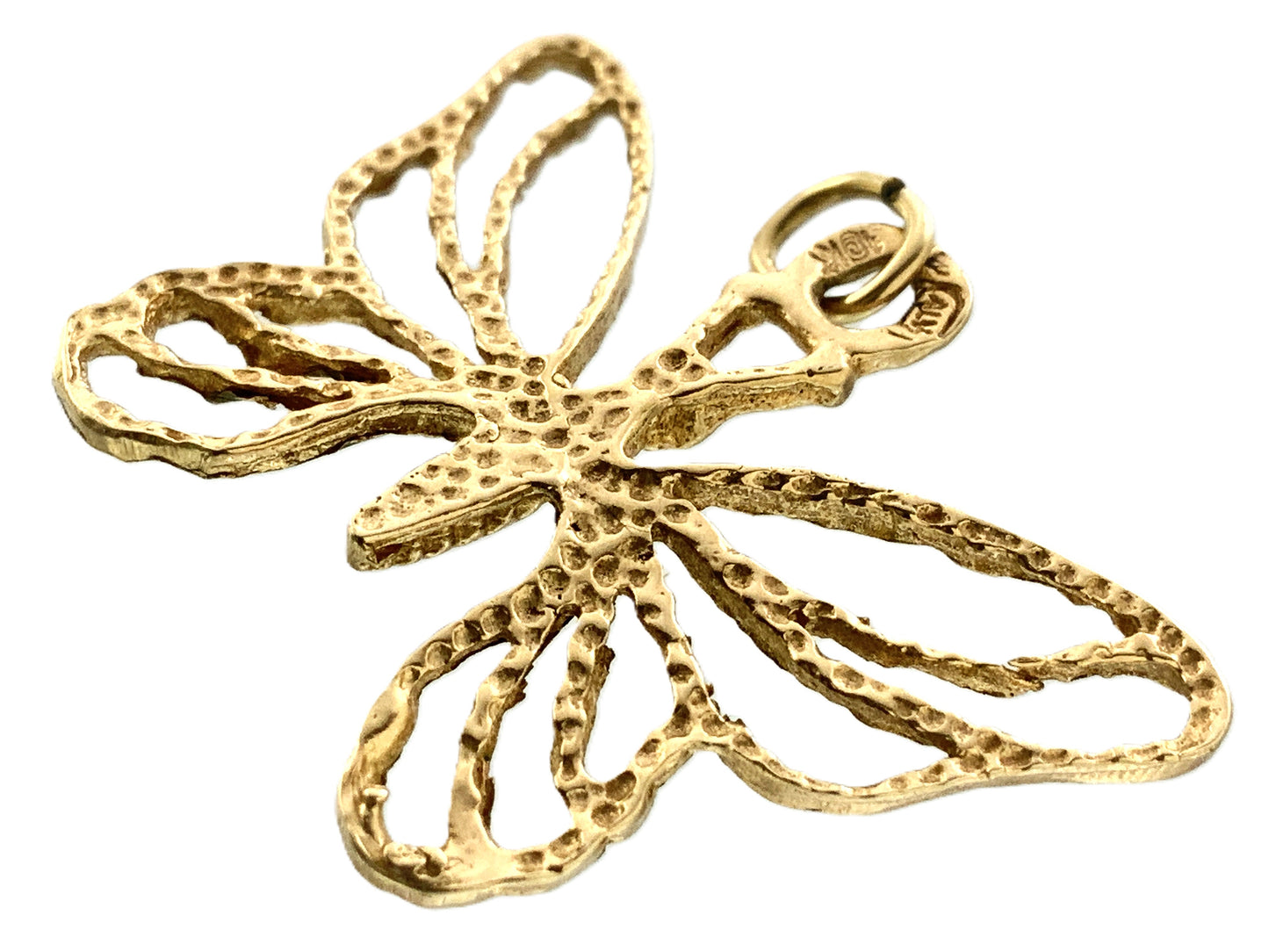 10K Yellow Gold  Butterfly Pendant Charm With Openwork Design AU328