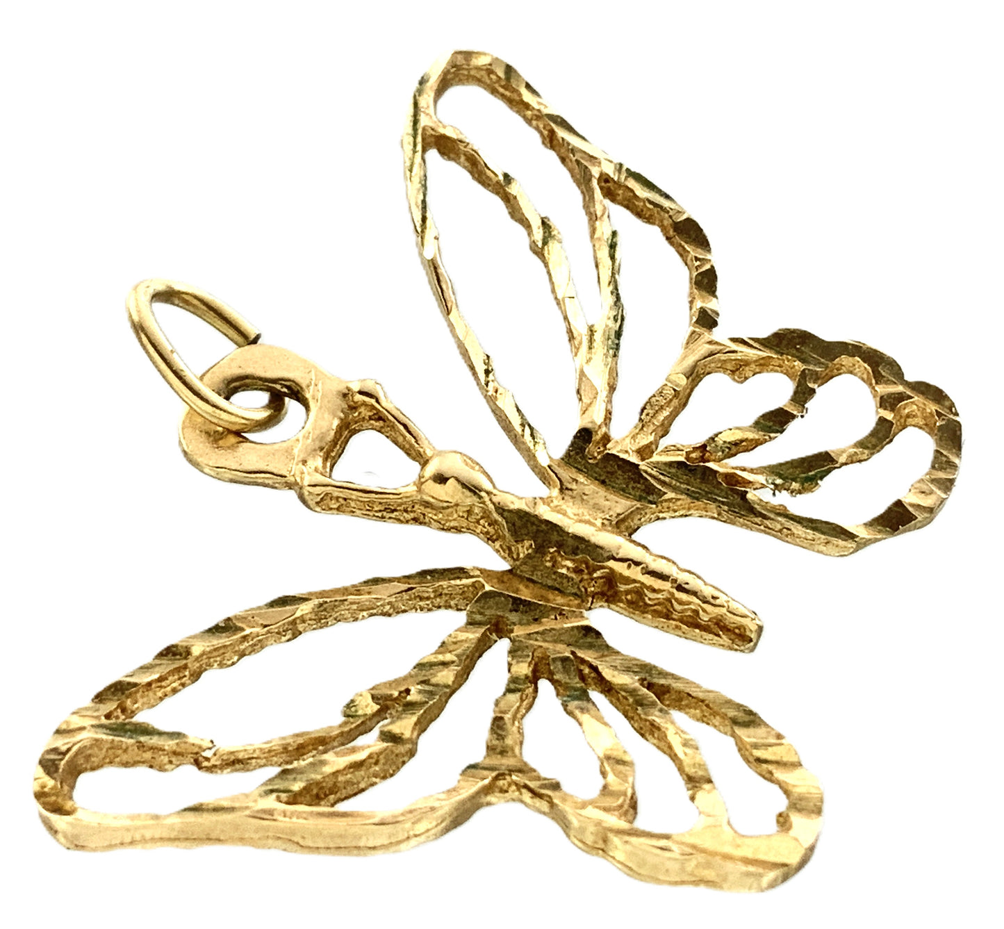 10K Yellow Gold  Butterfly Pendant Charm With Openwork Design AU328