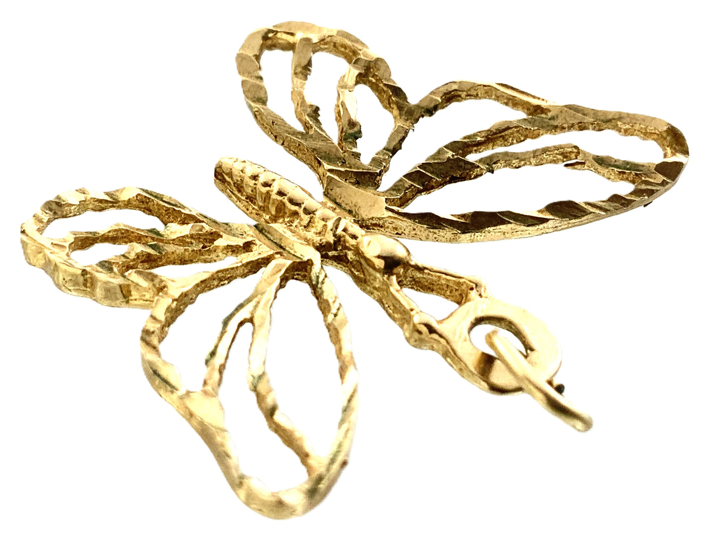 10K Yellow Gold  Butterfly Pendant Charm With Openwork Design AU328