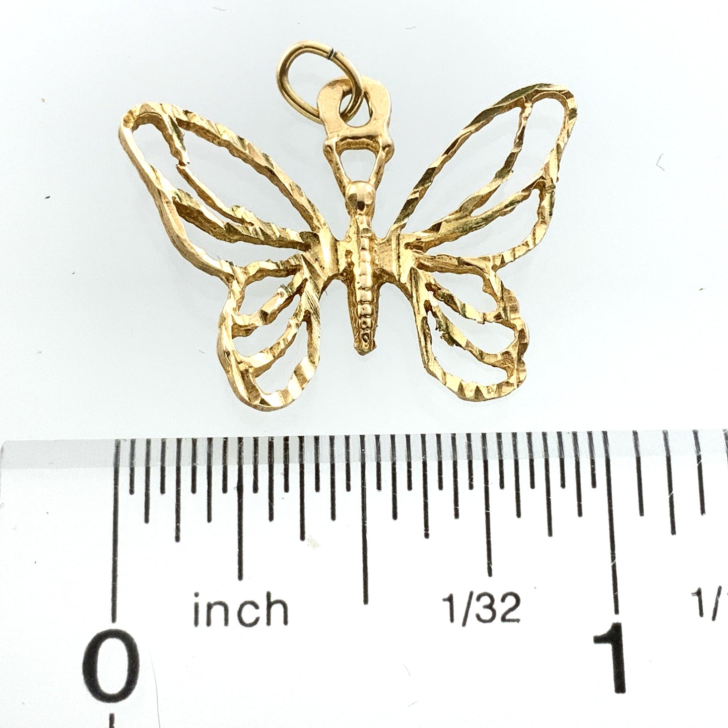 10K Yellow Gold  Butterfly Pendant Charm With Openwork Design AU328