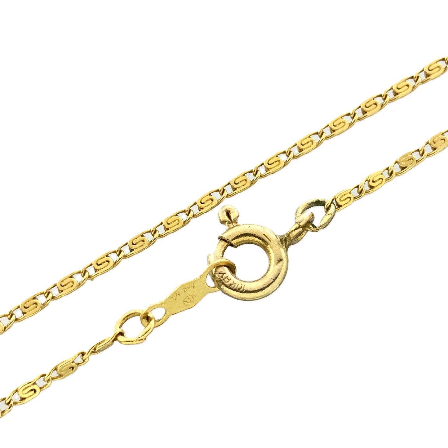 14K Yellow Gold  Snail Link 16 in x 1 mm Necklace Chain AU329