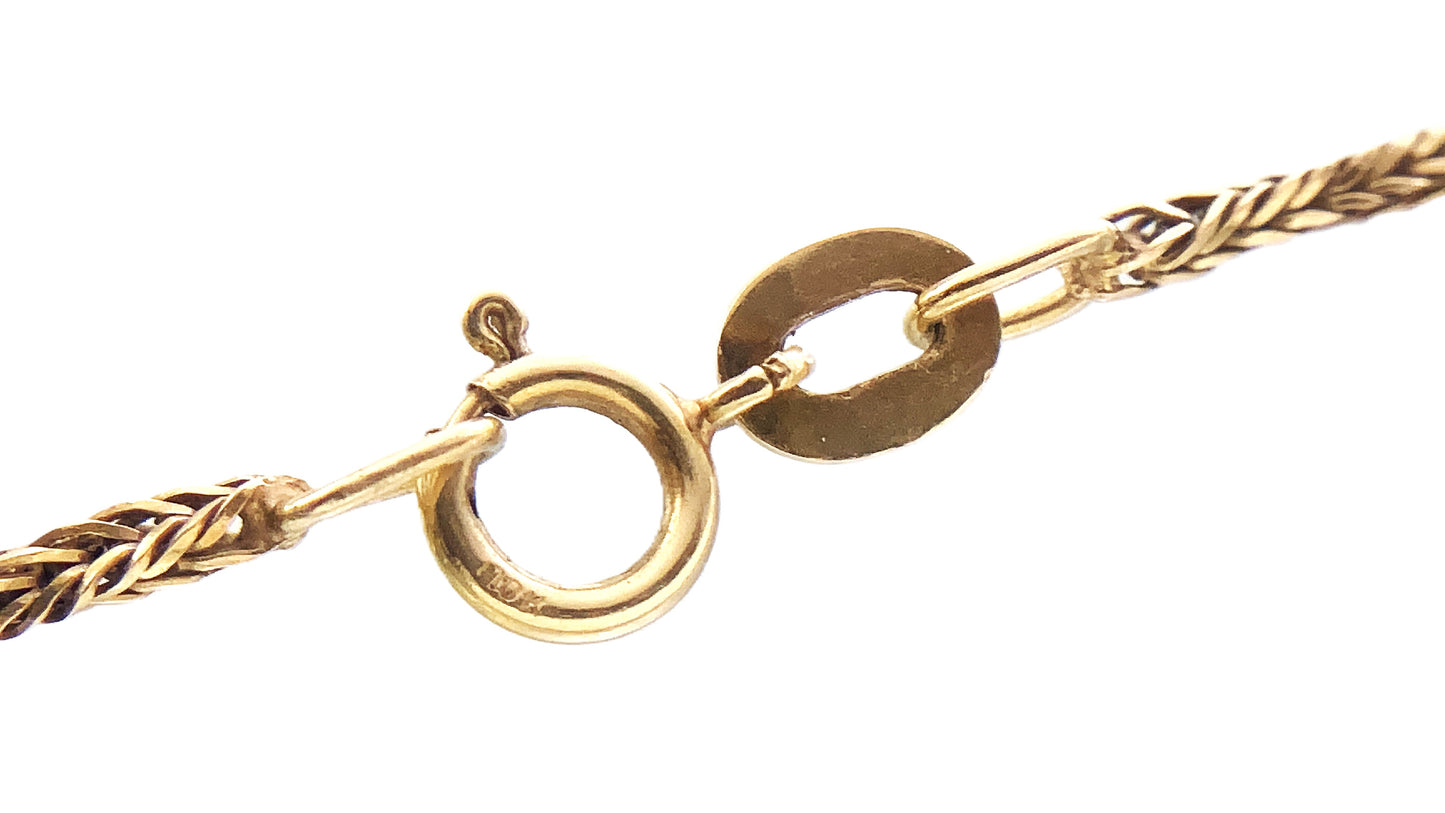 10K Yellow Gold Braided Wheat Link Chain Necklace 18.25 in x 1.5 mm AU331