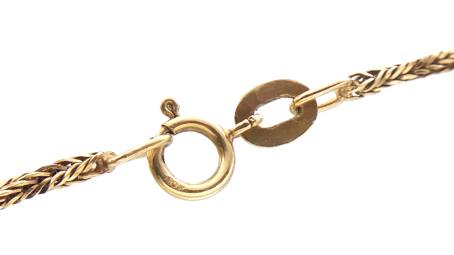 10K Yellow Gold Braided Wheat Link Chain Necklace 18.25 in x 1.5 mm AU331