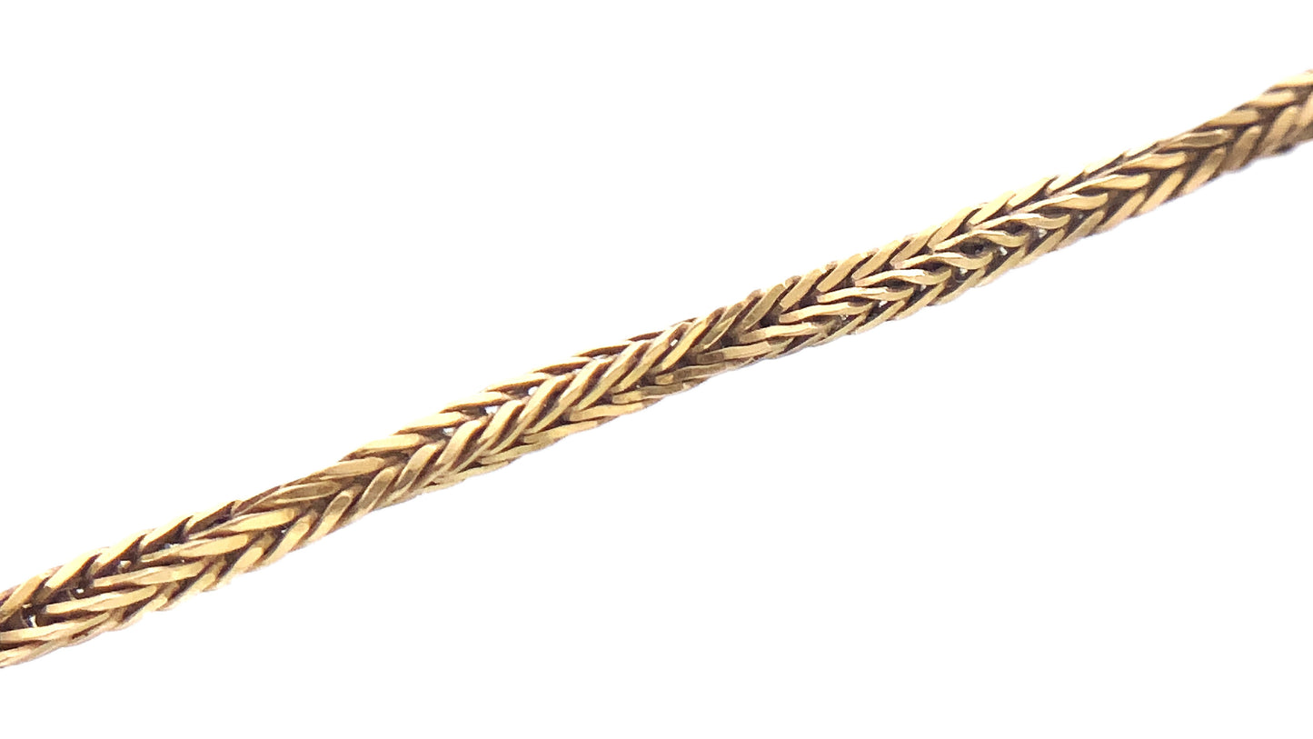 10K Yellow Gold Braided Wheat Link Chain Necklace 18.25 in x 1.5 mm AU331