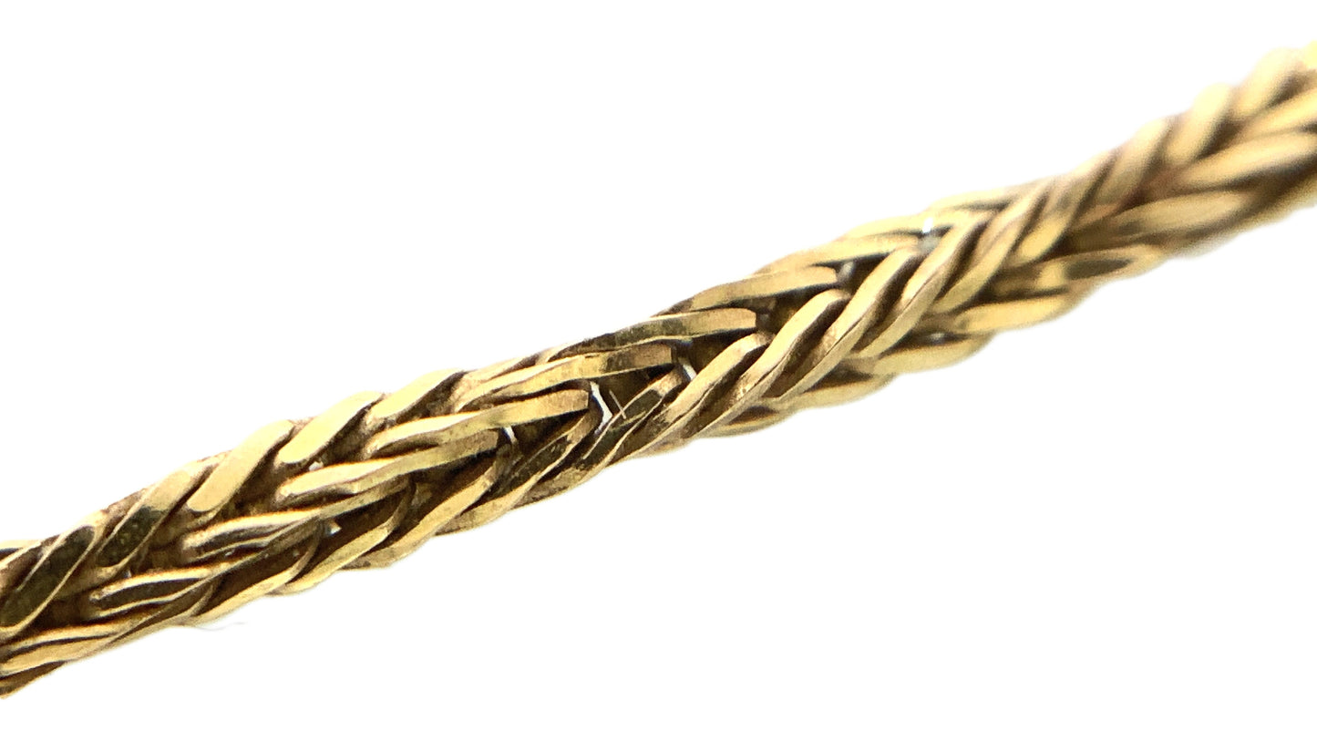 10K Yellow Gold Braided Wheat Link Chain Necklace 18.25 in x 1.5 mm AU331