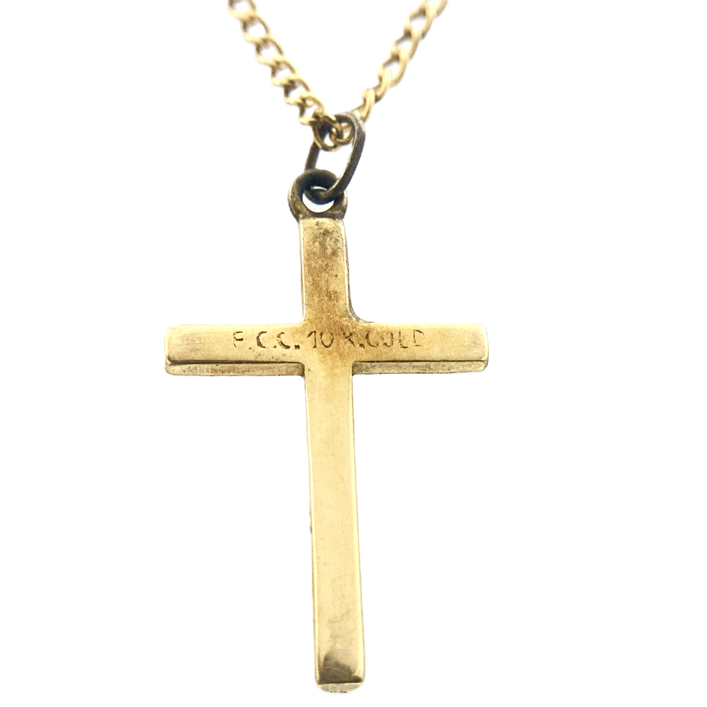 10K Yellow Gold Christian Jesus Crucifix Pendant Charm Chain AU332