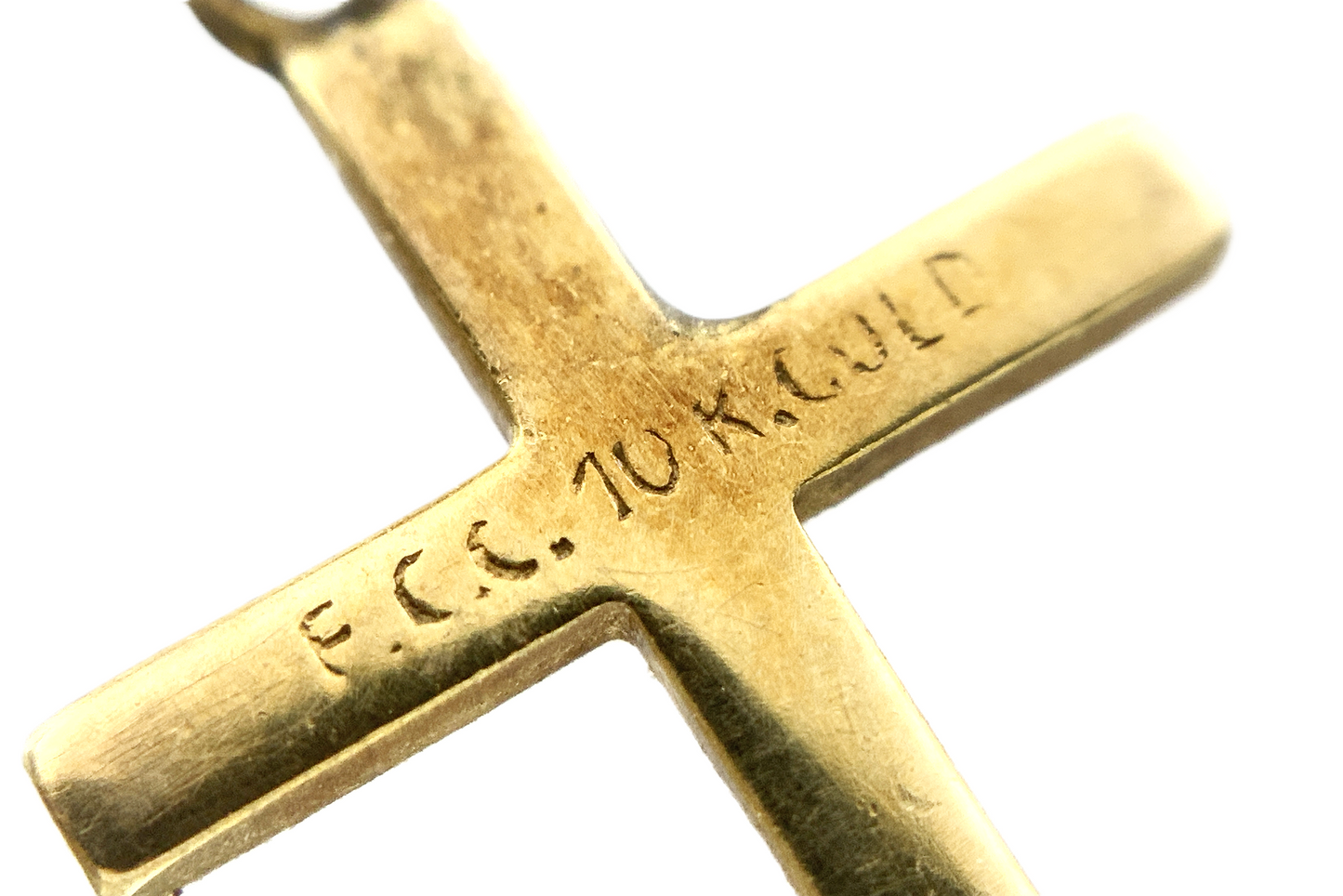 10K Yellow Gold Christian Jesus Crucifix Pendant Charm Chain AU332