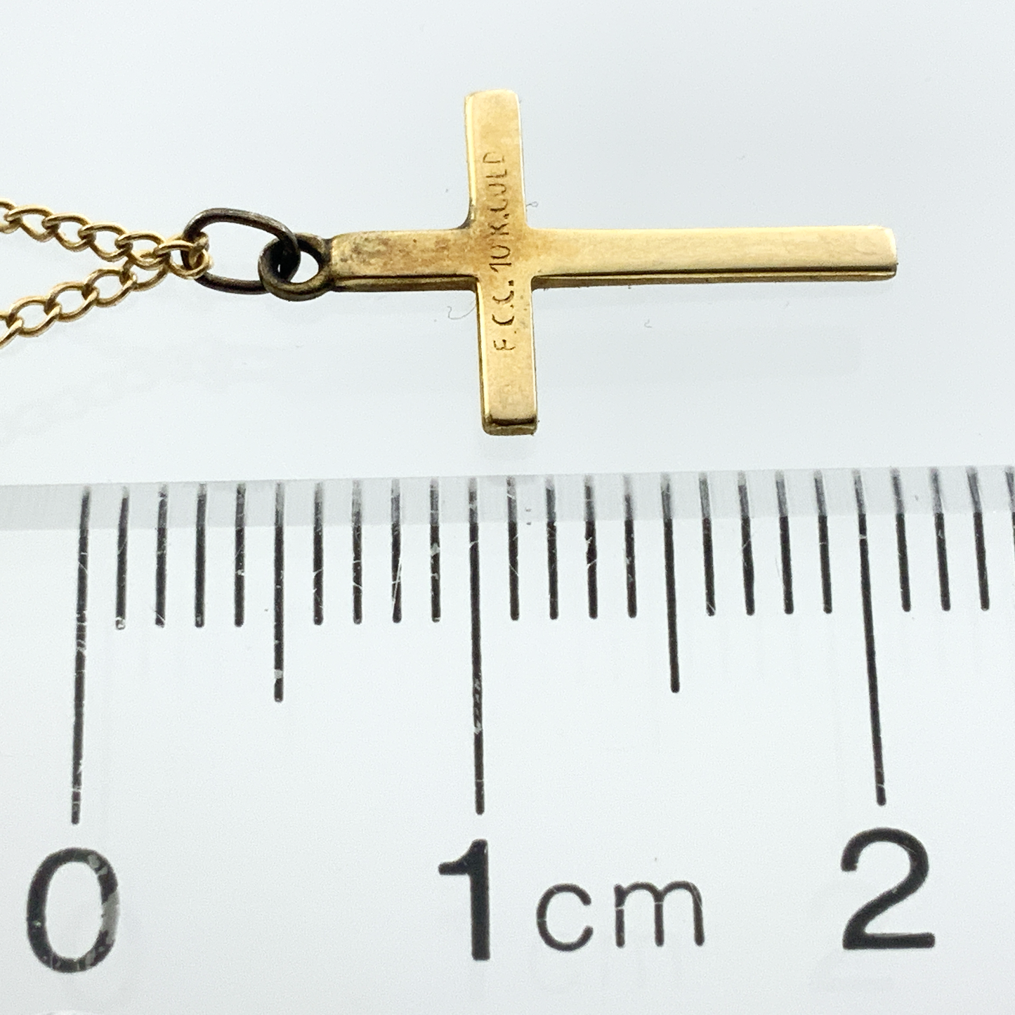 10K Yellow Gold Christian Jesus Crucifix Pendant Charm Chain AU332