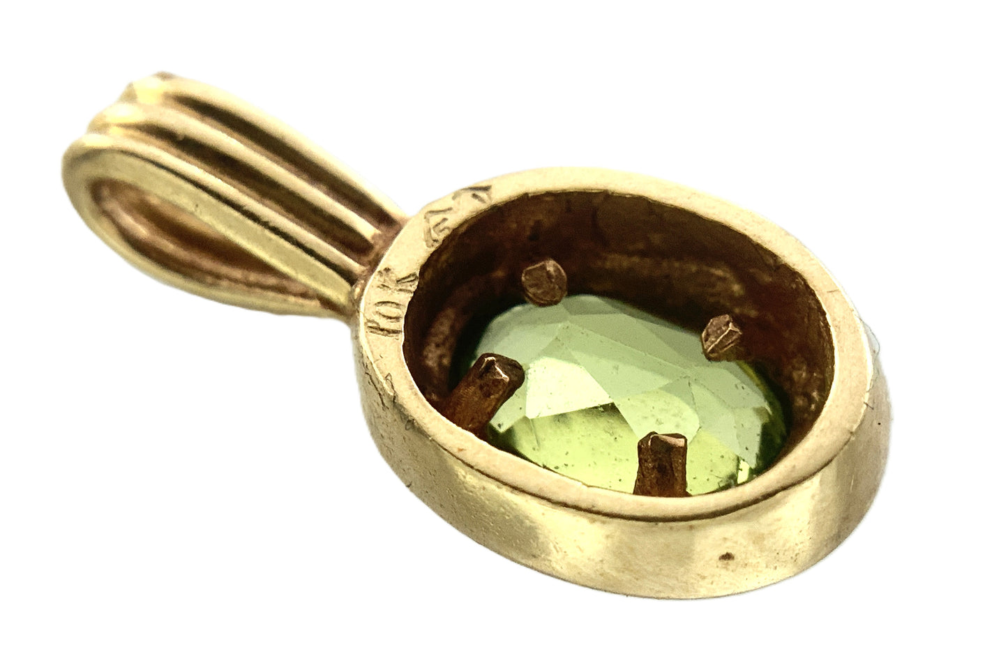 10K Yellow Gold  Peridot Gemstones Pendant Charm and Stud Earrings AU336