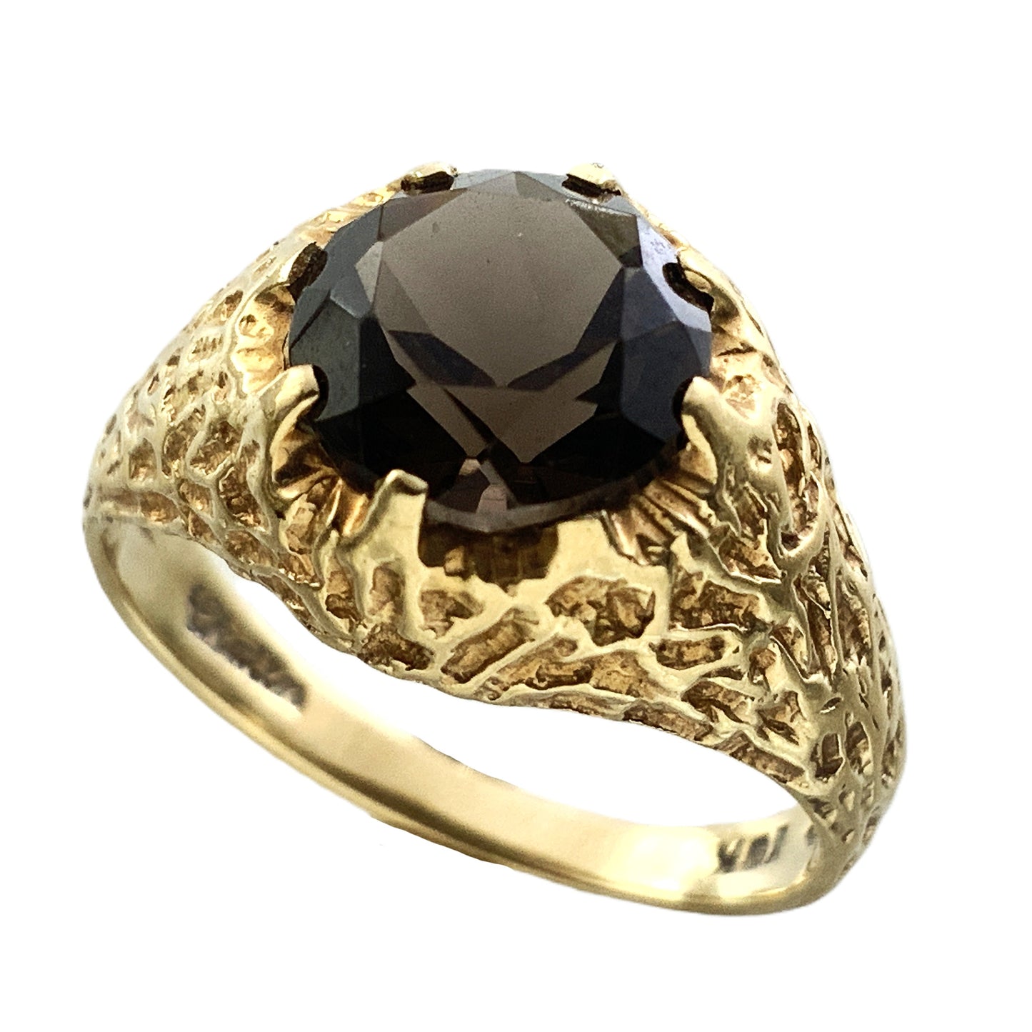 10K Yellow Gold  Vintage Inspired Size 6 Ring With Gemstone AU335