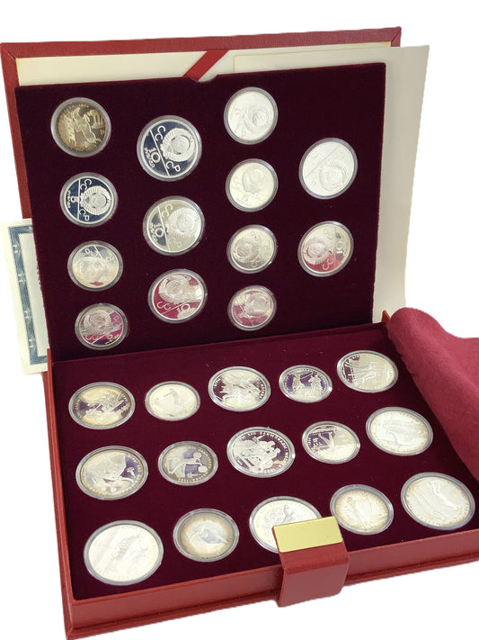 20.255 ozt USSR 1980 Olympics Silver Set