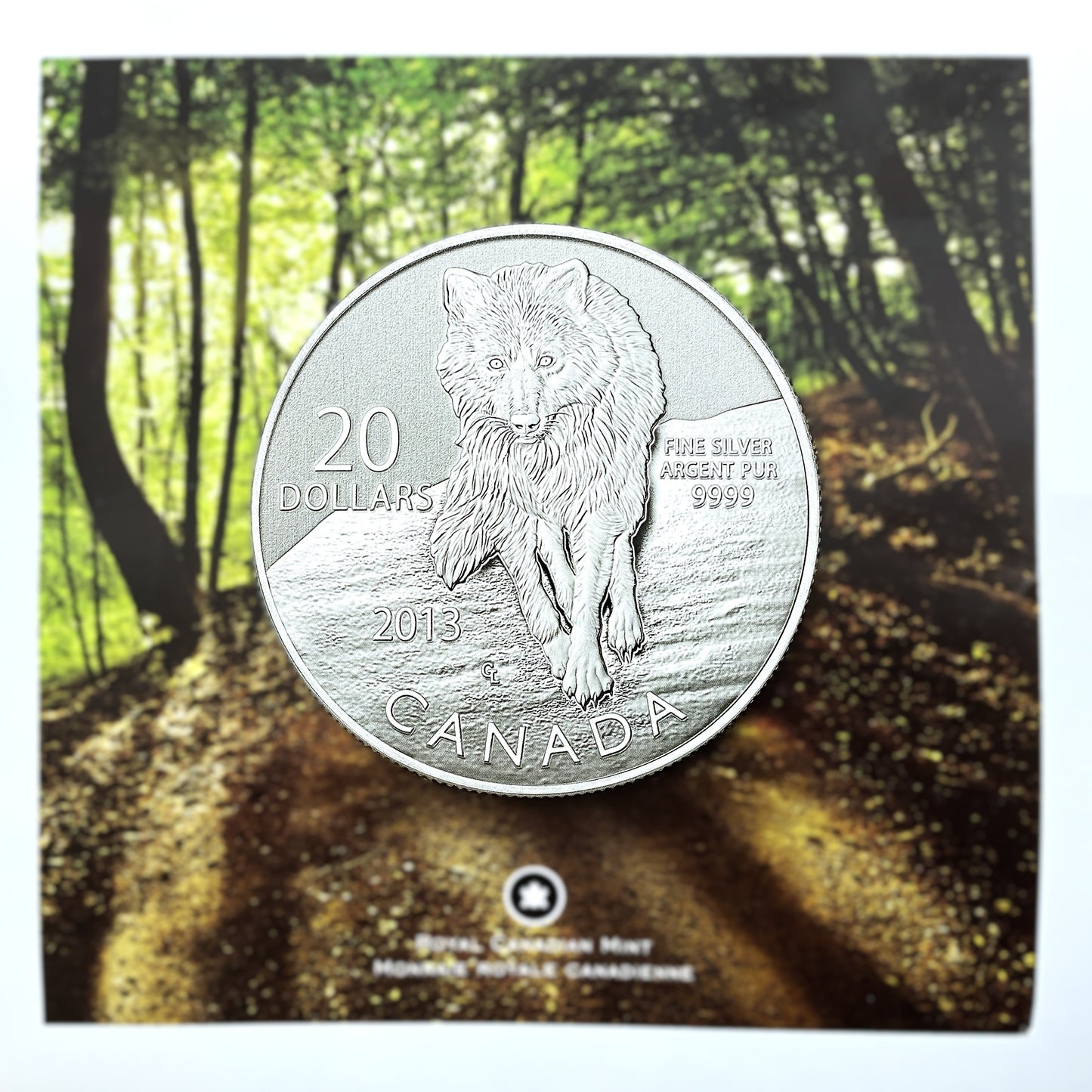 .250 ozt Wolf 9999 Silver $20 Coin