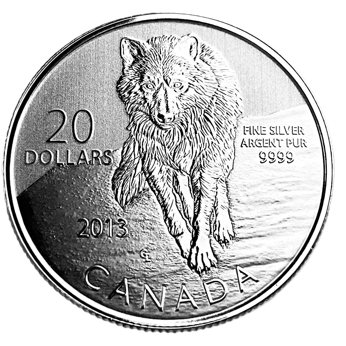 .250 ozt Wolf 9999 Silver $20 Coin
