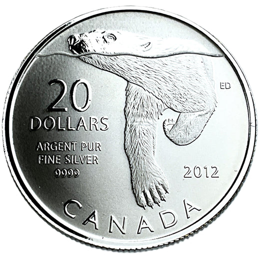 .250 ozt Polar Bear 9999 Silver $20 Coin