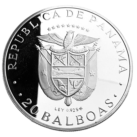 3.9 ozt Simon Bolivar Panama Silver 20 Balboas
