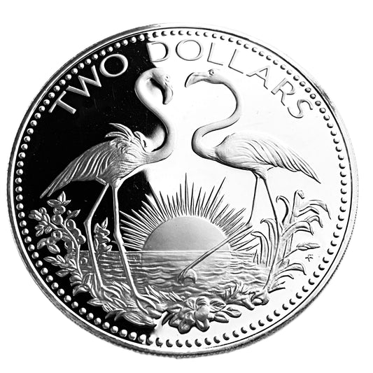 .896 ozt Bahamas Flamingos Silver Coin $2