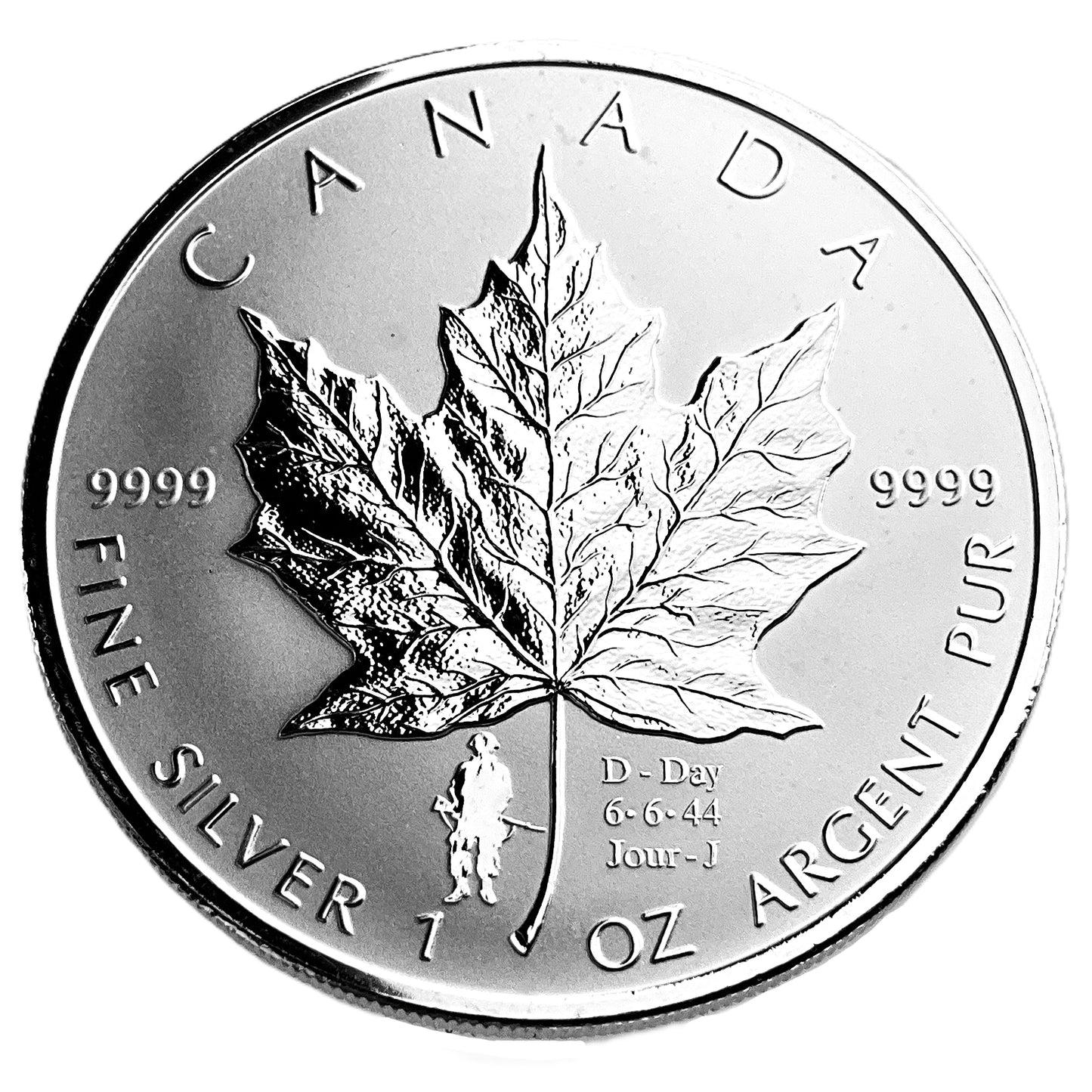 1 ozt 2004 D-Day Privy Silver Maple 9999 $5