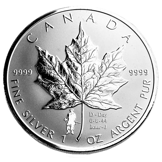 1 ozt 2004 D-Day Privy Silver Maple 9999 $5