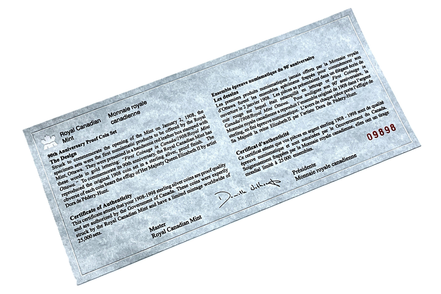 .809 ozt 90th Anniv. RCM Silver 91¢ Proof Set