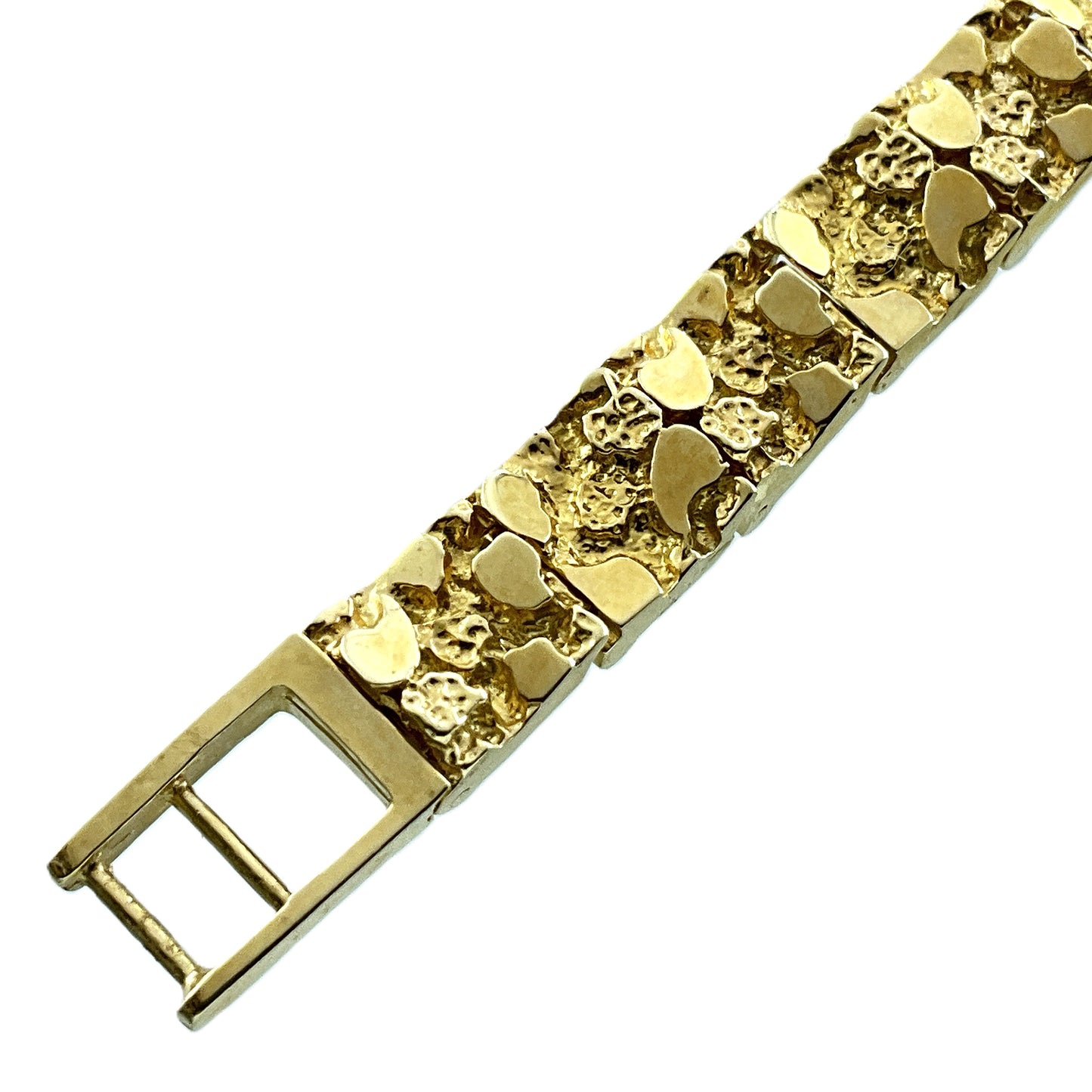 10K Yellow Gold Nugget Link Chain 8in x 3mm Bracelet AU429