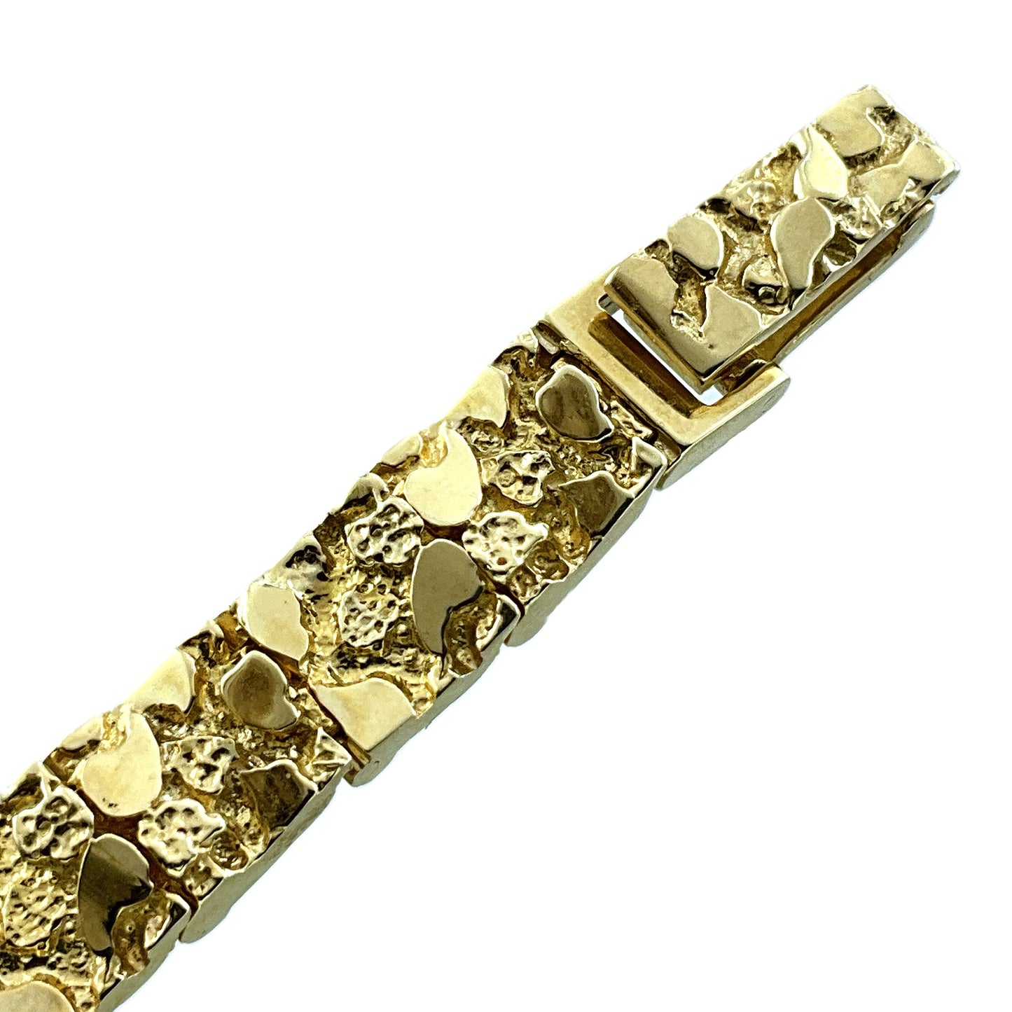 10K Yellow Gold Nugget Link Chain 8in x 3mm Bracelet AU429