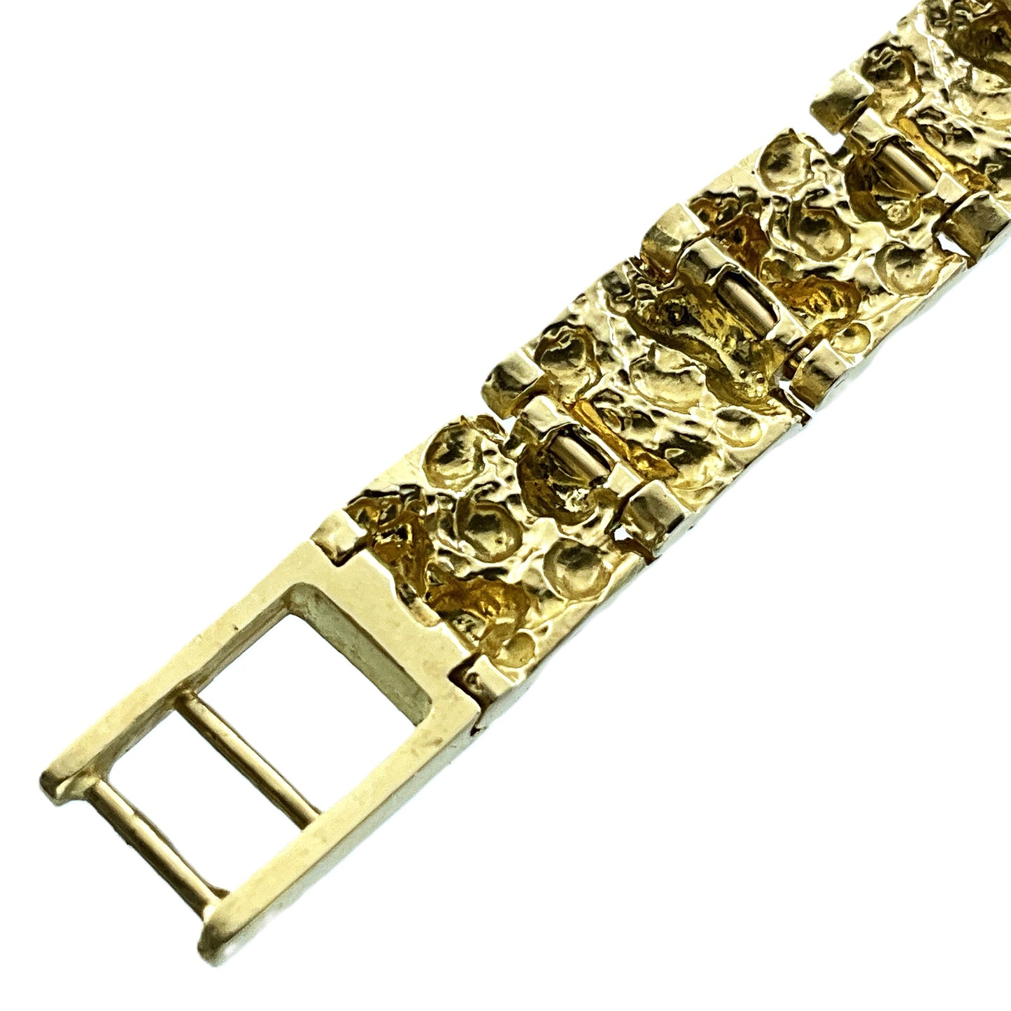 10K Yellow Gold Nugget Link Chain 8in x 3mm Bracelet AU429