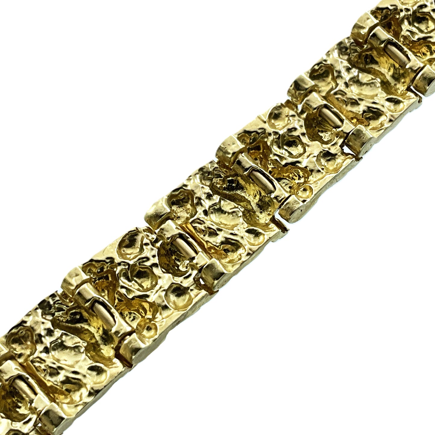 10K Yellow Gold Nugget Link Chain 8in x 3mm Bracelet AU429
