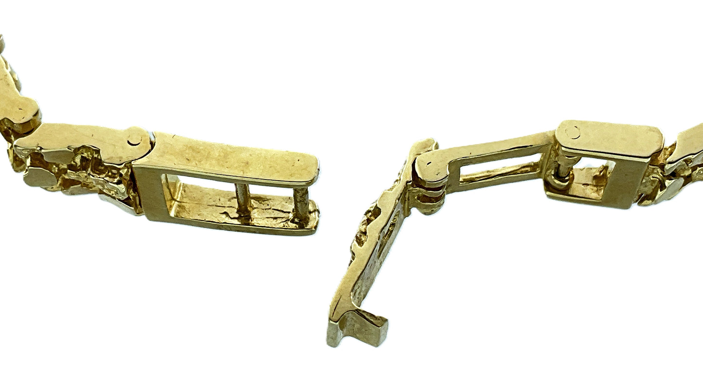10K Yellow Gold Nugget Link Chain 8in x 3mm Bracelet AU429