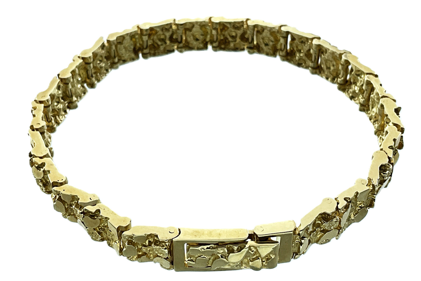 10K Yellow Gold Nugget Link Chain 8in x 3mm Bracelet AU429