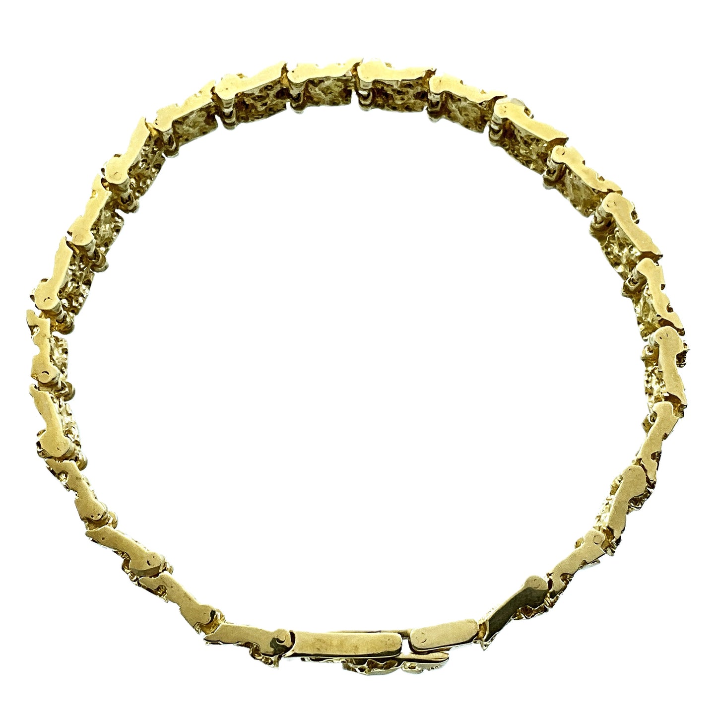 10K Yellow Gold Nugget Link Chain 8in x 3mm Bracelet AU429