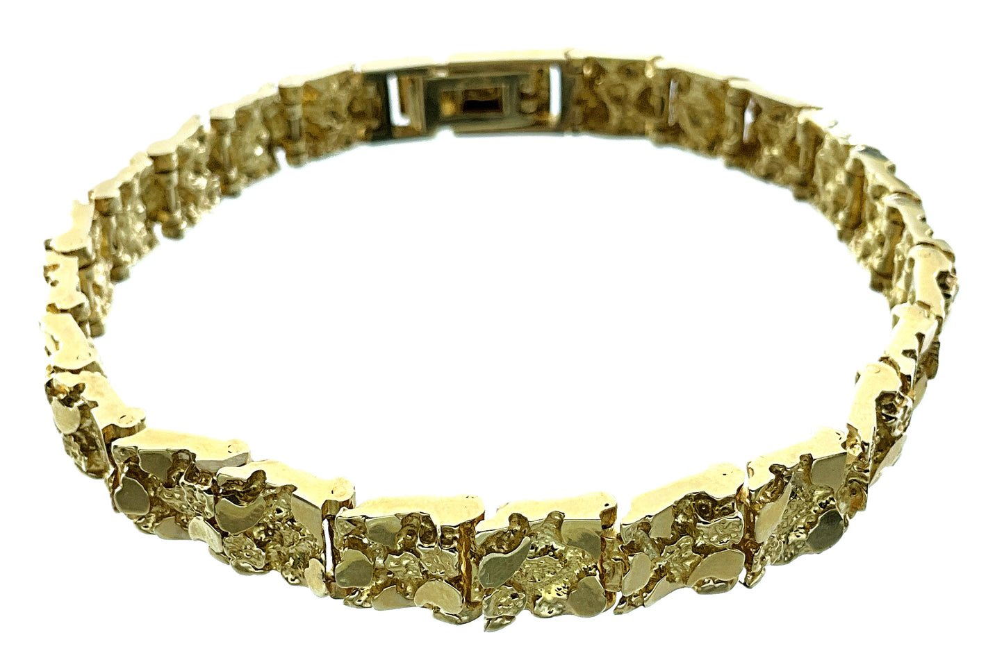 10K Yellow Gold Nugget Link Chain 8in x 3mm Bracelet AU429