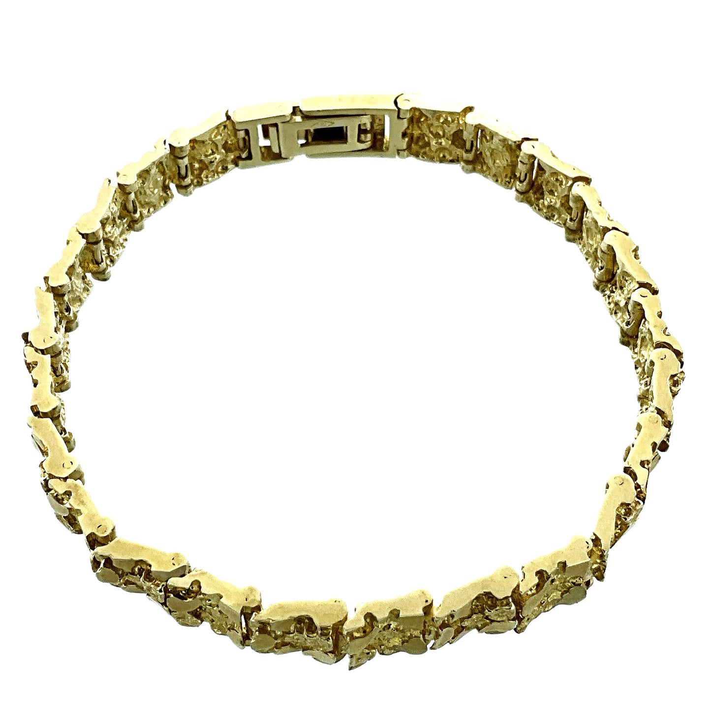 10K Yellow Gold Nugget Link Chain 8in x 3mm Bracelet AU429