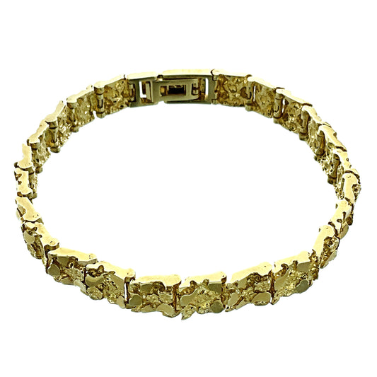 10K Yellow Gold Nugget Link Chain 8in x 3mm Bracelet AU429