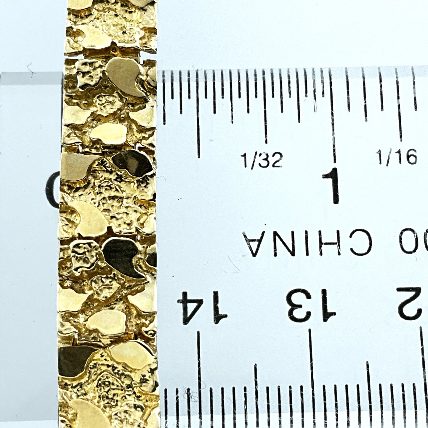 10K Yellow Gold Nugget Link Chain 8in x 3mm Bracelet AU429