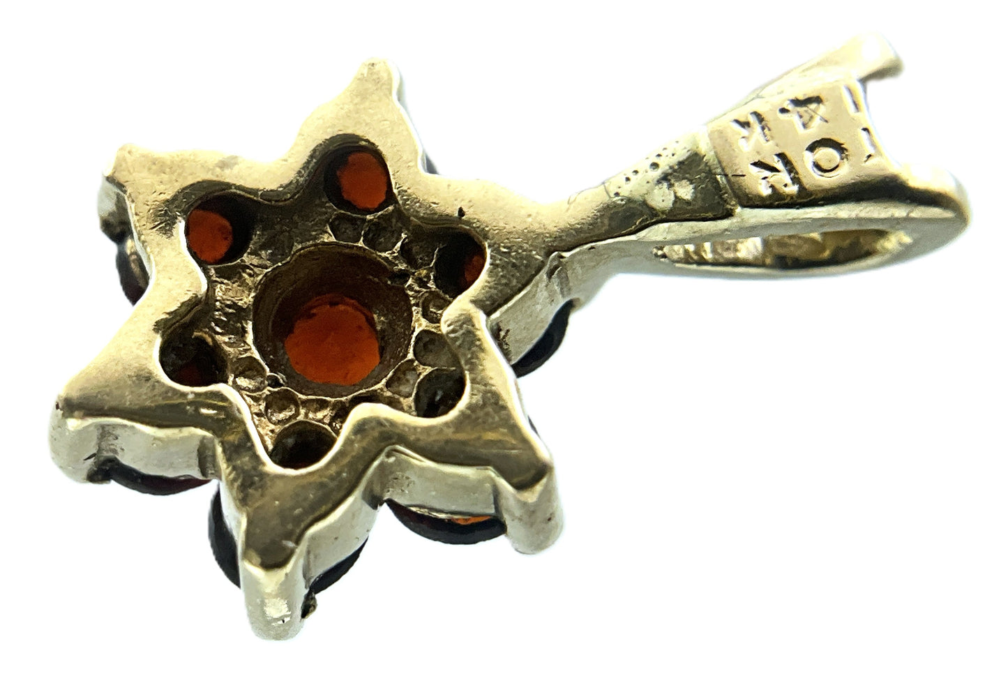 14K Yellow Gold Garnet Cluster Pendant Charm AU430