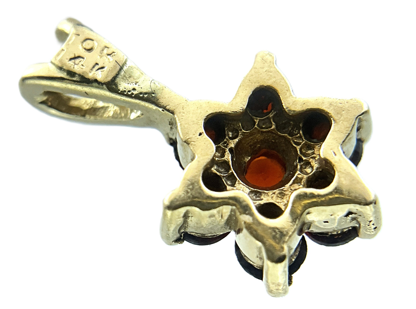 14K Yellow Gold Garnet Cluster Pendant Charm AU430