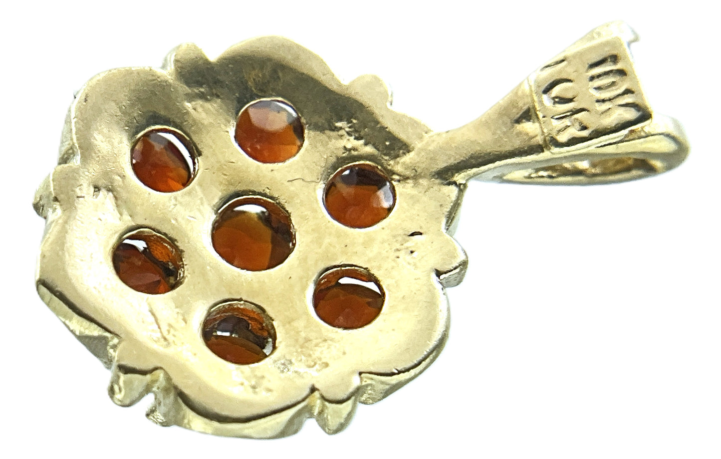 10K Yellow Gold Garnet Flower Cluster Pendant Charm AU431