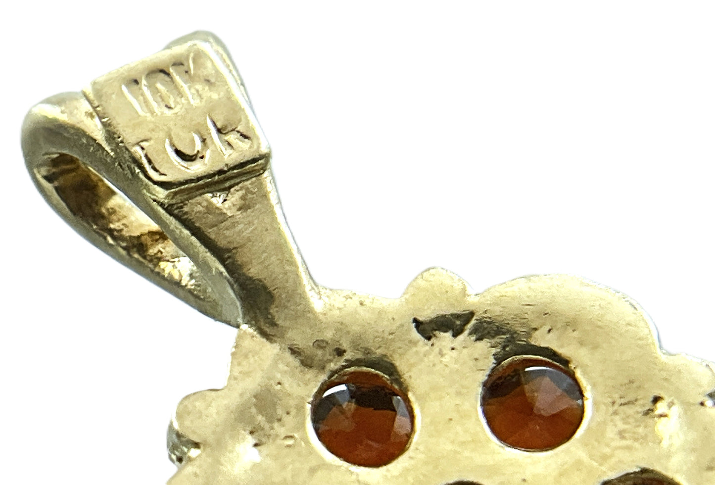 10K Yellow Gold Garnet Flower Cluster Pendant Charm AU431