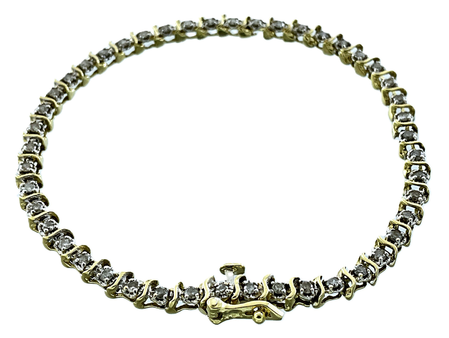 14K Gold and 2.76 Total Diamond Tennis Bracelet 7.25in x 3.8mm AU432