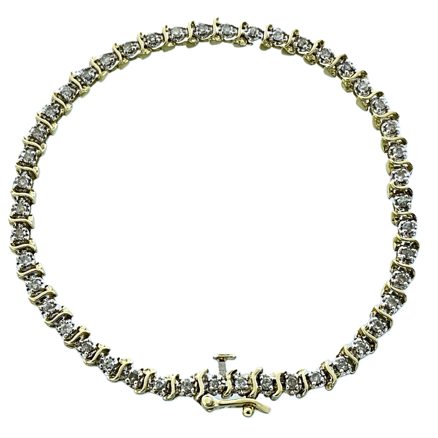 14K Gold and 2.76 Total Diamond Tennis Bracelet 7.25in x 3.8mm AU432