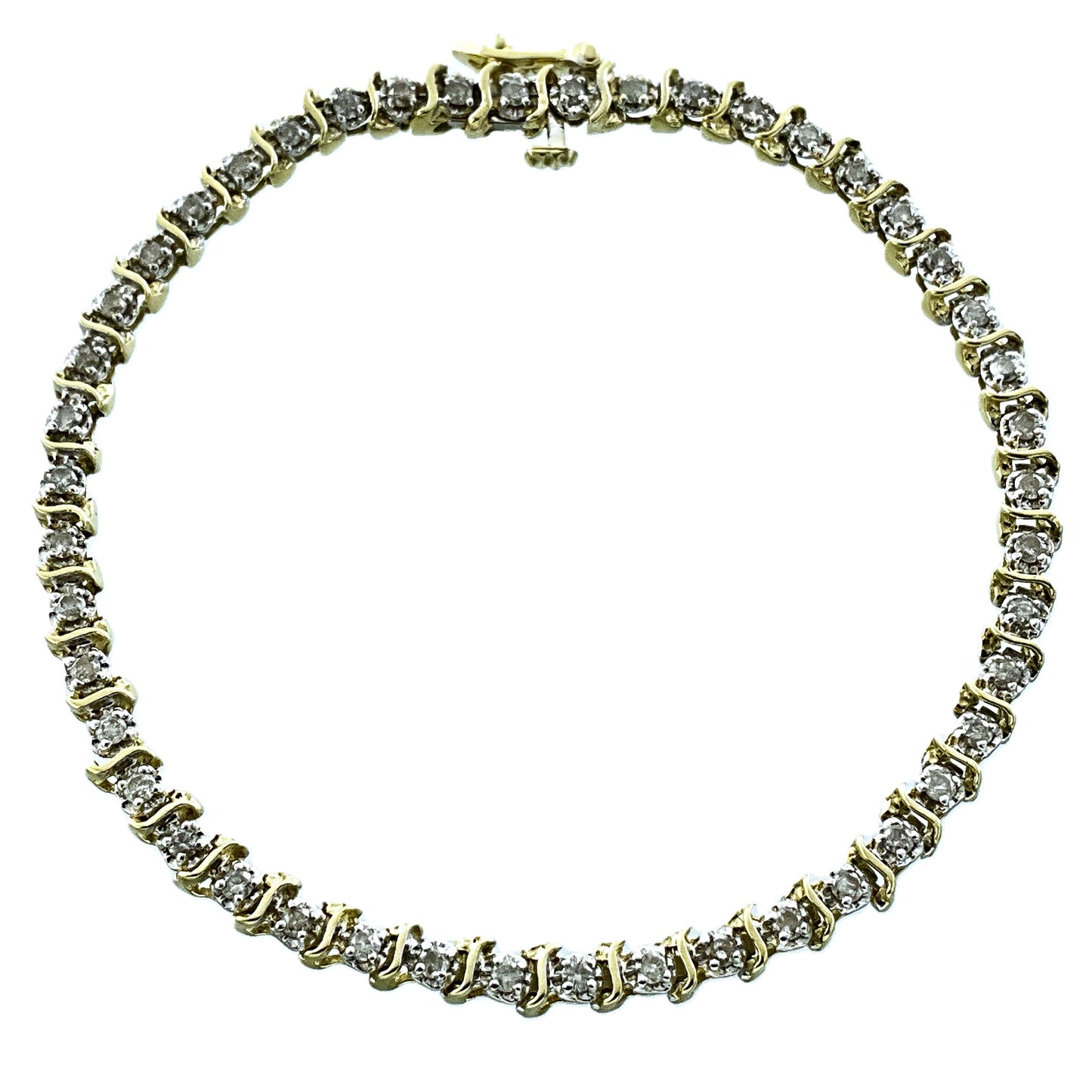 14K Gold and 2.76 Total Diamond Tennis Bracelet 7.25in x 3.8mm AU432