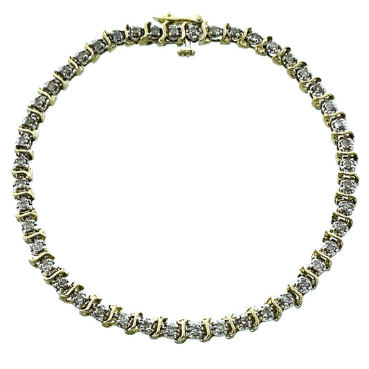 14K Gold and 2.76 Total Diamond Tennis Bracelet 7.25in x 3.8mm AU432