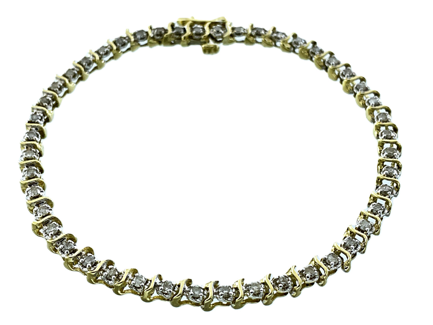 14K Gold and 2.76 Total Diamond Tennis Bracelet 7.25in x 3.8mm AU432