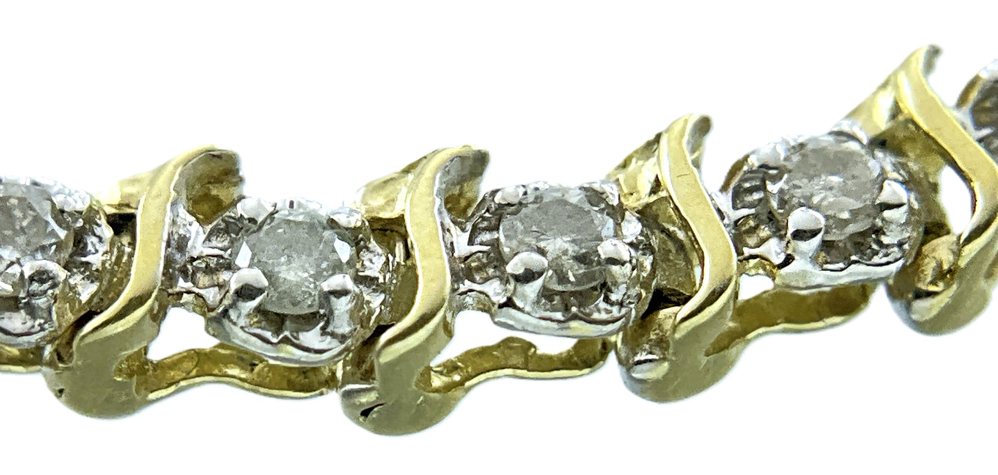 14K Gold and 2.76 Total Diamond Tennis Bracelet 7.25in x 3.8mm AU432